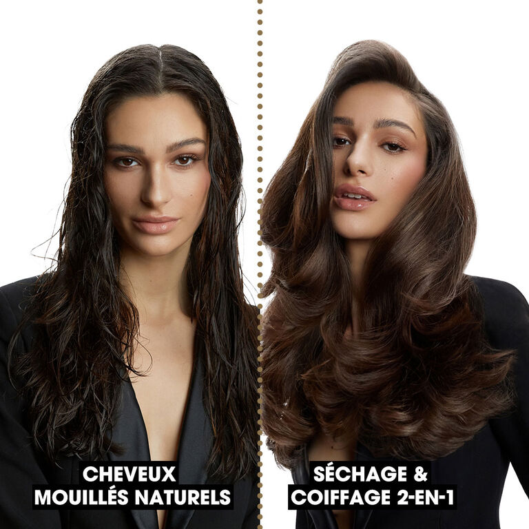 Avant / apr&egrave;s utilisation de la brosse soufflante 2-en-1 ghd duet blowdry